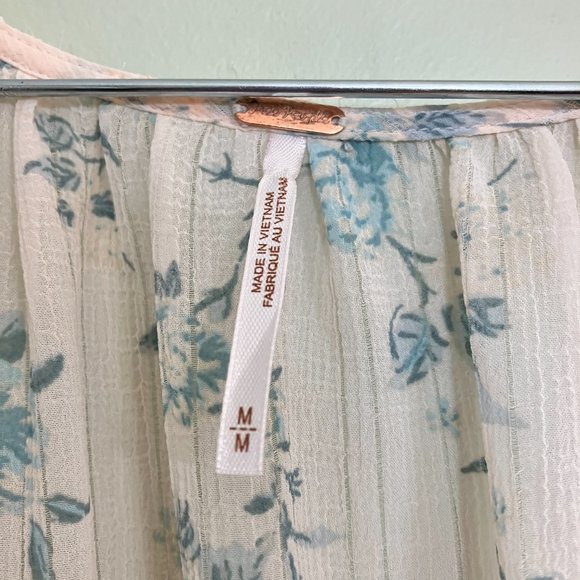 Free People final rose blouse in vintage combo ruched waist blouse size medium - Picture 4 of 7